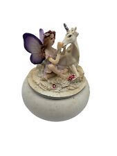 Vintage 1990s Mystical Forest by Regency Unicorn and Fairy Trinket Box picture