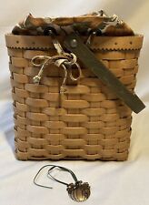 Longaberger 2003 Autumn/Fall Purse/Tote Basket, Liner, Protector, Pumpkin Tie-on picture