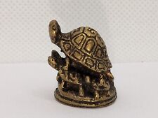 5 Turtles Thai Buddhist Pocket Amulet Feng Shui Good Health Mini Brass Statue. picture