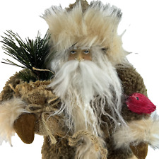 Old World Santa Claus Figurine Woodland Forest Faux Fur Folk Art Christmas picture