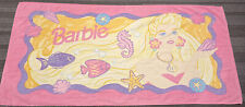 Vtg 1995 Mattel Barbie Beach Towel Blonde Pink White Seashells 54”x 28” EUC picture