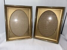 Set of 2 Vintage Gold  Brass Picture Frames Deep Oval  5x7 Photos Standing/Hang picture