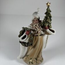 Elegant Winter Santa Belsnickle With Wreath & Christmas Tree - 9” Tall picture