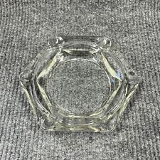 VTG Large Hexagonal 8x8 Clear Glass Ashtray Heavy Mid Century Cigar Cigarette picture