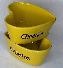 Cheerios Pair of Heart Shaped Yellow Bowls Ceramic General Mills Cereal 2003 picture