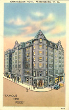 Vintage Chancellor Hotel Postcard Parkersburg West Virginia Linen Finish 1949 picture