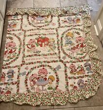 Vtg Strawberry Shortcake Fabric Left Panel Only 48x45 Curtains 80’s Ruffle Edge picture