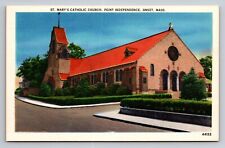 St. Mary's Catholic Church Onset Massachusetts Vintage Unposted Linen Postcard picture