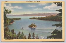 Emerald Bay California, Lake Tahoe, Boat, Vintage Postcard picture
