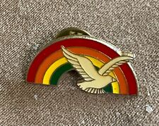 Vintage Dove Rainbow Lapel Pin Gold Tone Enamel C172-95 picture