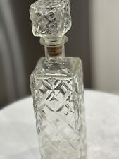 Owen’s Illinois Glass Decanter Intricate Design Stopper 1960’s Used Empty picture