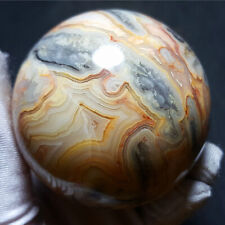 TOP 328 G 61mm Natural Polished Crazy Agate Crystal Sphere Ball Healing BWB260 picture