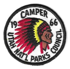BSA UTAH NATIONAL PARKS COUNCIL 1966 CAMPER CAMP PATCH VINTAGE INDIAN picture
