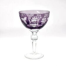 Ajka Marsala Crystal Cut to Clear Amethyst Vintage Champagne Sherbet Goblet READ picture