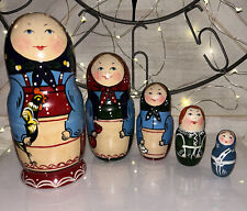 1995 Traditional Matryoshka  Family Nesting Dolls Russian Hand Painted 5 Signed picture