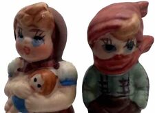 Porcelain Figurine Pair Boy Girl Hand Painted 2in Vintage VTG Decor picture