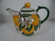 Blue Sky Ceramic Teapot 2013 Oranges Floral 4 Cups picture