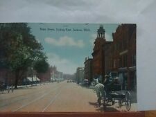 VTG Postcard, Main Street looking East Jackson Michigan horse and buggy picture