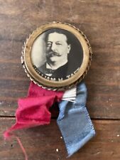 extremely rare ￼William Taft Metaled border pin back button with ribbons￼￼ picture