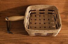 Peterboro Country Living Bun Server Basket Wood Handle Leather Strap 8x8x3.75
