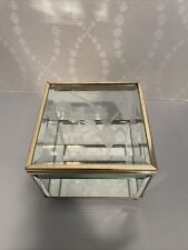 Vintage hinged glass and mirror trinket box w/beveled glass 4 in X 4 in picture