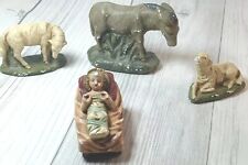 Vintage 1942 D.K.H Nativity Lot of 4 Made In Italy Chalkware Set picture