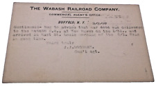 1897 WABASH RAILROAD SHIPMENT NOTIFICATION POST CARD BUFFALO NEW YORK picture