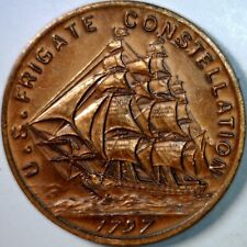 1797 USS FRIGATE CONSTELLATION COPPER MEDAL COIN Struck from the Ship Parts w NR picture