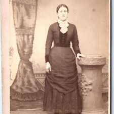 c1870s Elgin, Iowa Cute Young Lady CdV Photo Card Corset Standing Welton Vtg H3 picture