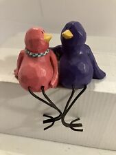 Vintage Russ Berrie Tweet Along With Me Love Bird Couple Shelfsitters  picture