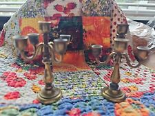 Pair of Vintage Solid Brass 4 arm, 5 candle Candelabras - made in Japan picture