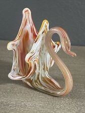 Vintage Swirl Art Red Blown Glass Swan Napkin Holder Letter Mail Murano Inspired picture