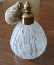 Vintage Italian Latticino Venetian Murano Glass Perfume Bottle Atomizer picture