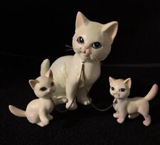 VTG White CAT & Kittens Attached w/ Chains LIPPER & MANN Japan Figurines CUTE picture