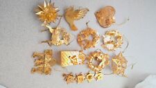 11 Pc Danbury Mint Gold Christmas Ornament Collection Mixed Years picture