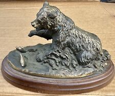 Vintage Terrell O'Brien Gallery Originals Bronze Grizzly Bear Catching Fish picture