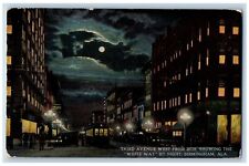 Birmingham Alabama Postcard Third Avenue West 20th Showing White Way Night c1916 picture