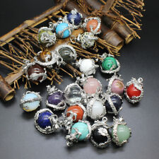 Natural Gemstone Dragon Ball Round Reiki Chakra Healing Pendant Necklaces Beads picture