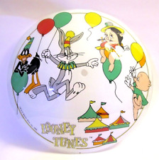 1986 Looney Tunes 15' Glass Ceiling Light Shade Bugs Daffy Porky Warner Bros EUC picture