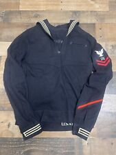 Vintage 1940s S WW2 Era Navy Jumper Wool Sailor Uniform Shirt With Patches picture