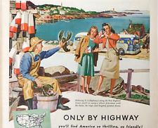 New England Coast Lobster Greyhound Vintage 1946 Ad Magazine Print Travel picture