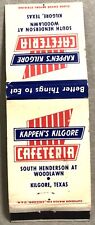 Vintage 20 Strike Matchbook Cover - Kappen’s Kilgore Cafeteria Kilgore, TX picture