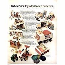 Vintage 1971 Fisher-Price Toys Print Ad record player jet schoolhouse farm ramp picture