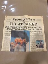 NEW YORK TIMES US ATTACKED September 12 2001  EDITION 9/11 Twin Towers Paper picture
