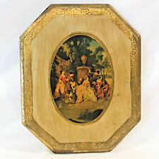 Vintage Octagon Victorian Gilt Wood Gold Leaf Wall Plaque Tole Italy  picture