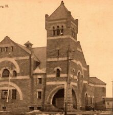 c1907 Galesburg, IL, Presbyterian Church, antique postcard, unique view unposted picture