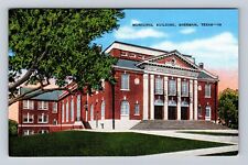 Sherman TX-Texas, Municipal Building, Antique, Vintage Souvenir Postcard picture