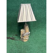 Vintage Duck Table Lamp Ocean Seashore Birds Nautical Theme Wood Base Pilings picture