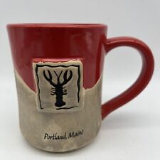 Portland Maine Cape Shore Lobster Raised Pottery  Mug Souvenir Cup picture