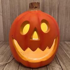 Vintage Halloween Light Up Plastic Blow Mold  Happy Face Jack O Lantern Pumpkin picture